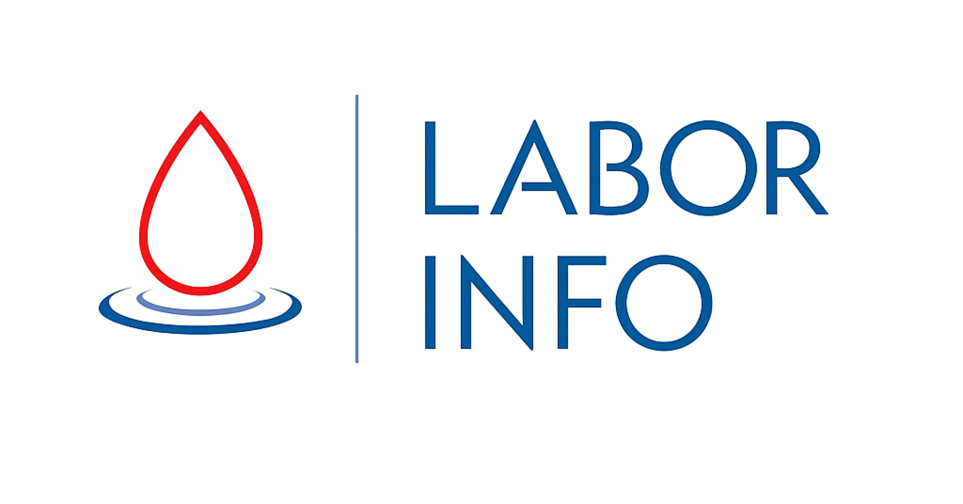 Logo von Labor Info mit rotem Wassertropfen und blauer Schrift